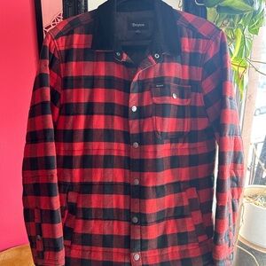 Brixton Men's Red and Black Plaid Jacket